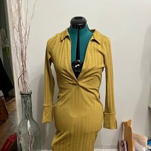 Elegant Olive green Long Sleeve Dress